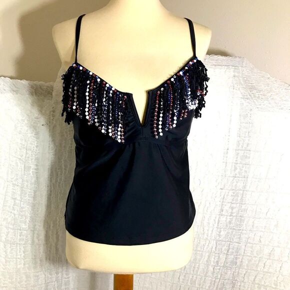 Collections by Catalina Beaded Fringe Tankini Size Large 12/14 - Picture 1 of 7